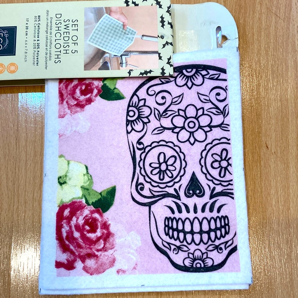 Skull/Rose Swedish Dishcloths
